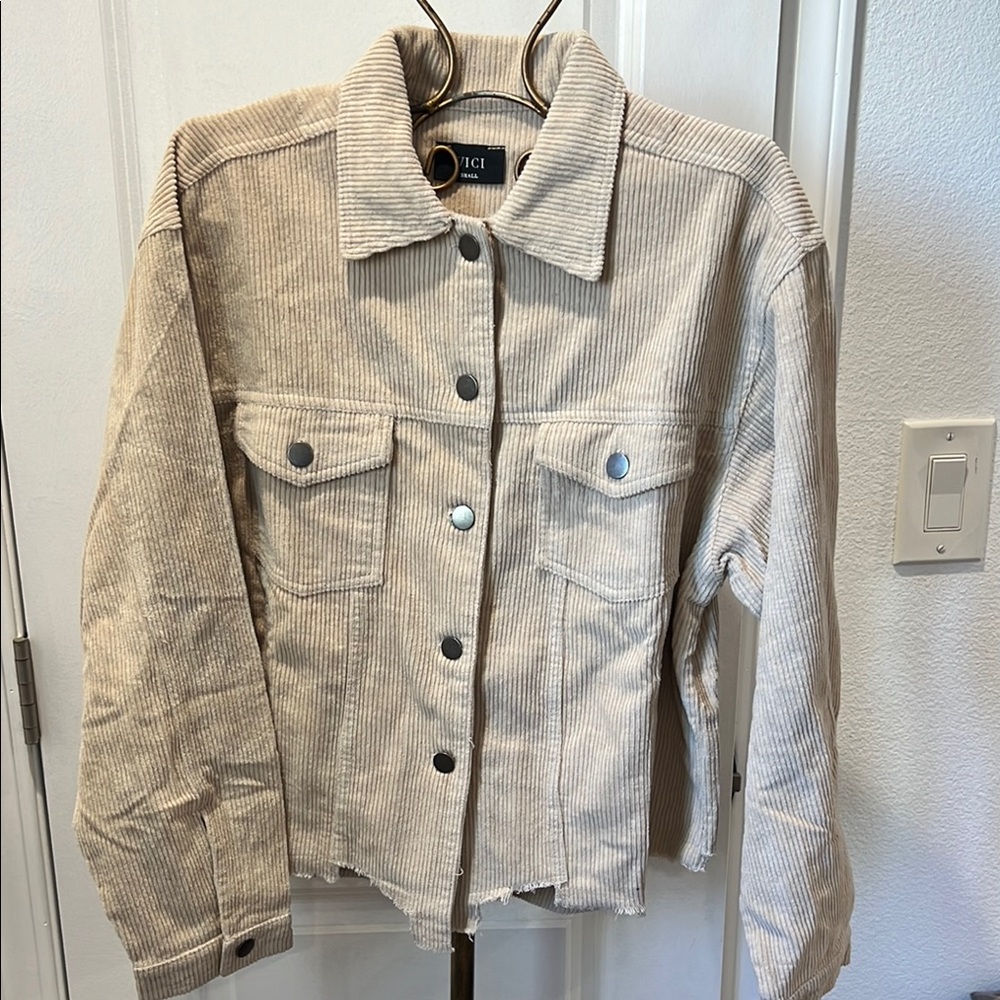 Vici Beige Corduroy Utility Jacket